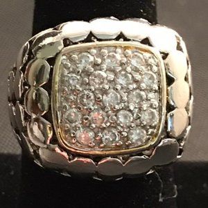 Statement Sterling 925 Ring with Gold and CZ's